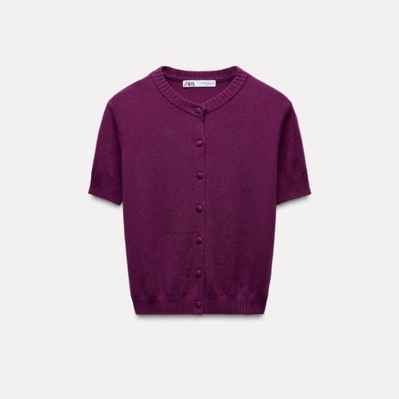 Zara short-sleeve button-front knit cardigan - Picture 4 of 5